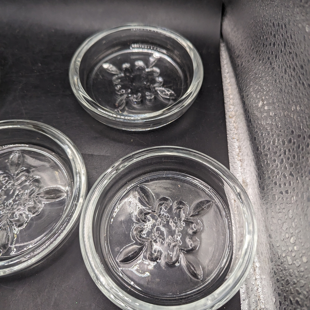 Vintage Princess House Heavy Clear Glass Beverage Coasters Set Of 5 - Picture 5 of 6